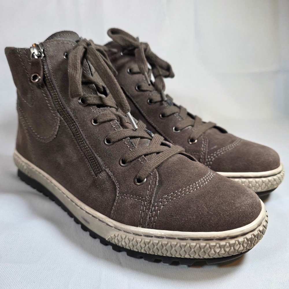 Gabor Bulner Taupe Suede High Top Shoes Womens 9.5 Zip Sneakers Boots
